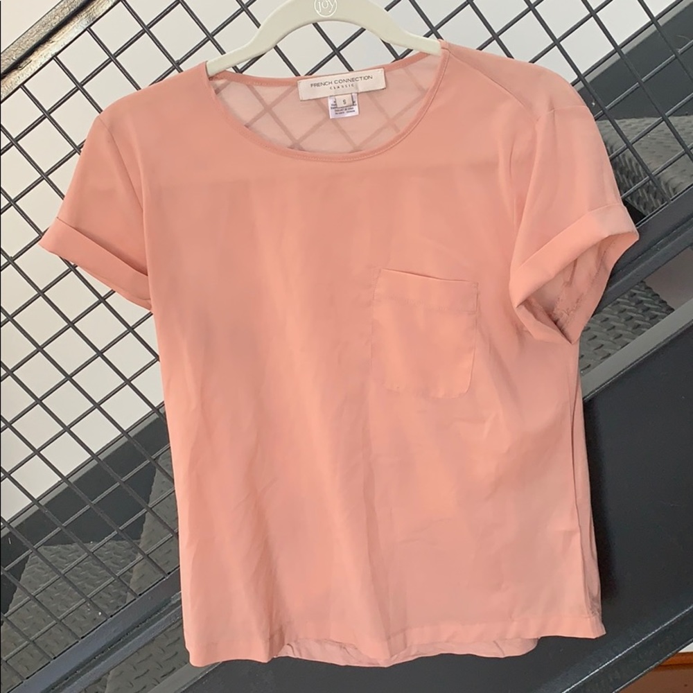 French connection peach pocket tee shirt small